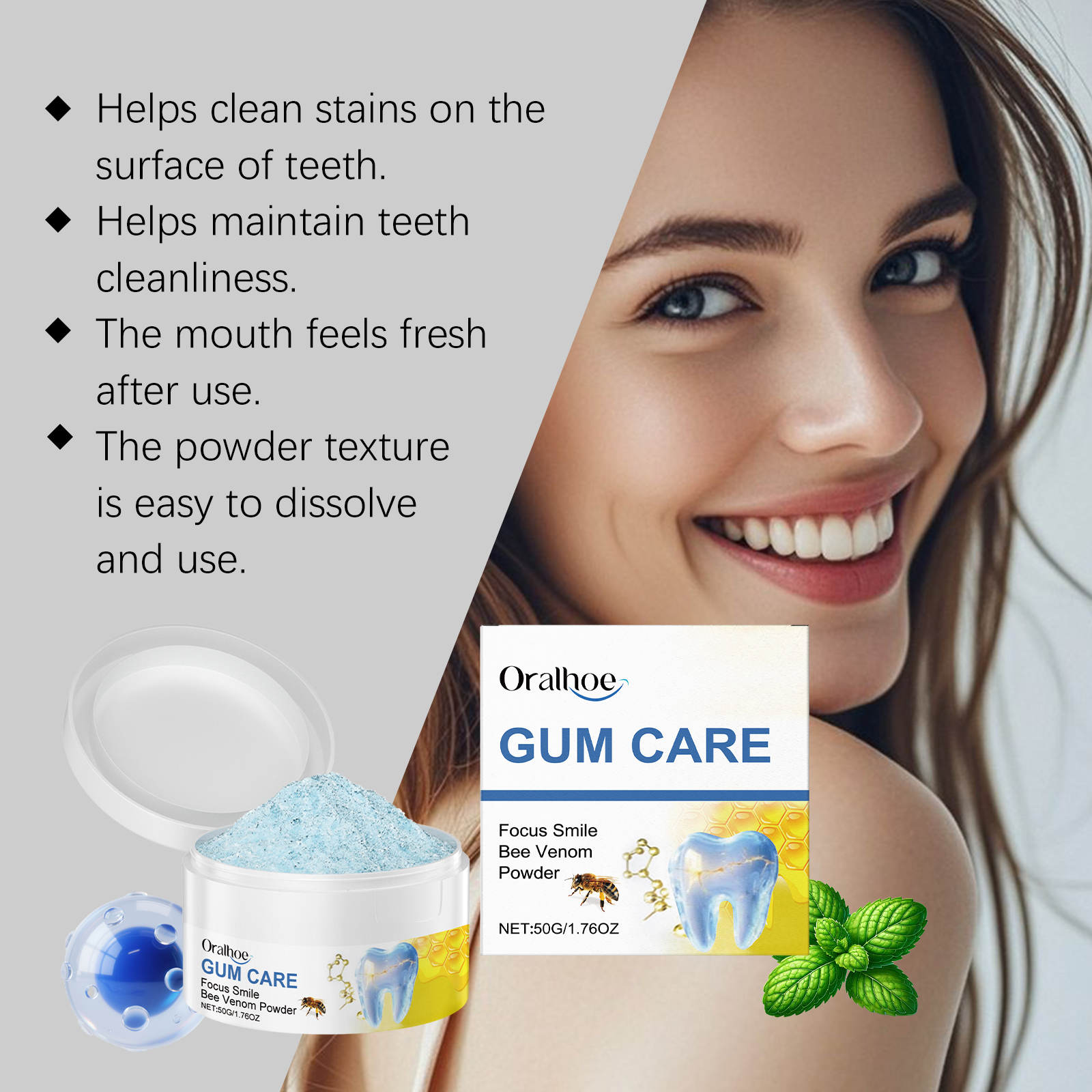 ORALHOE 50g Bee Venom Powder R - Teeth Whitening Instant review and price