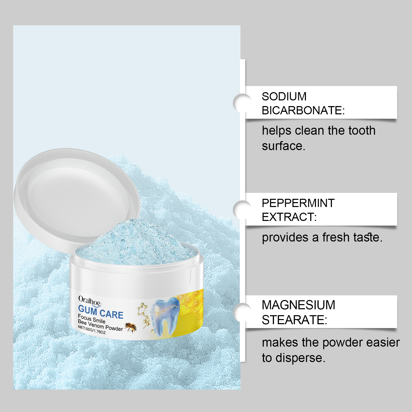 ORALHOE 50g Bee Venom Powder R - Teeth Whitening Instant review and price
